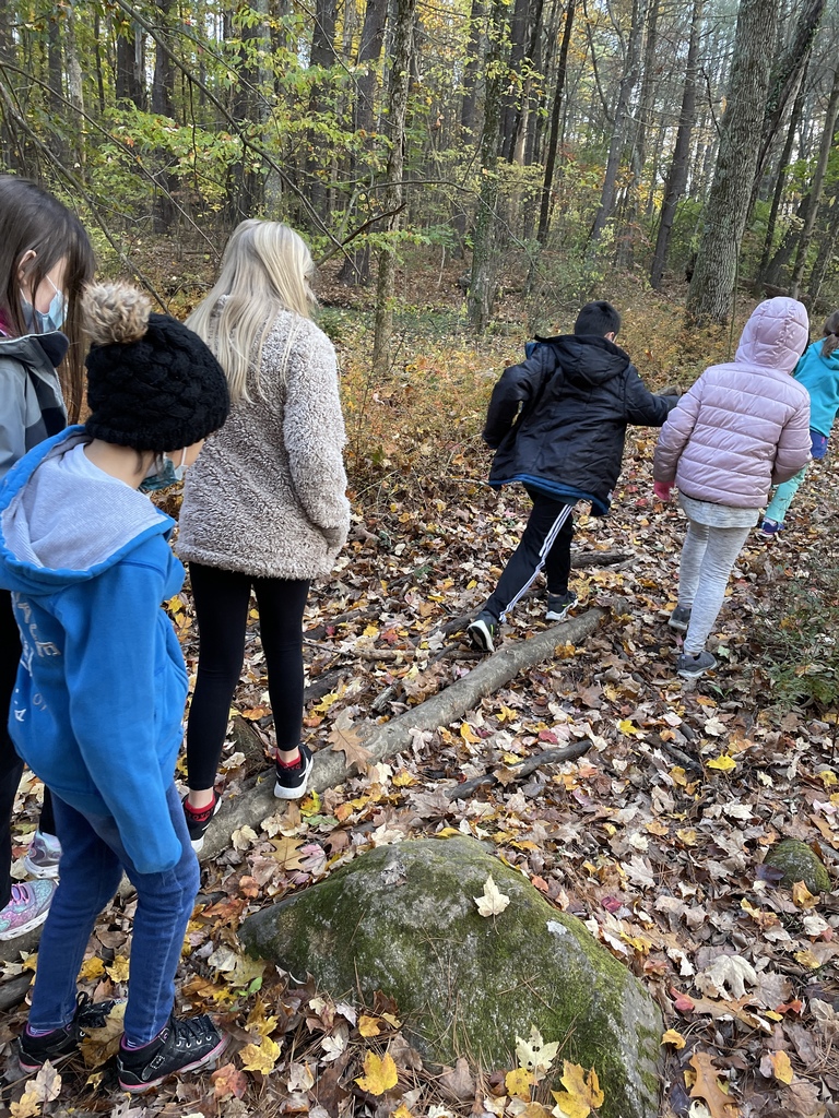 4th graders on nature trail  behind SU fields