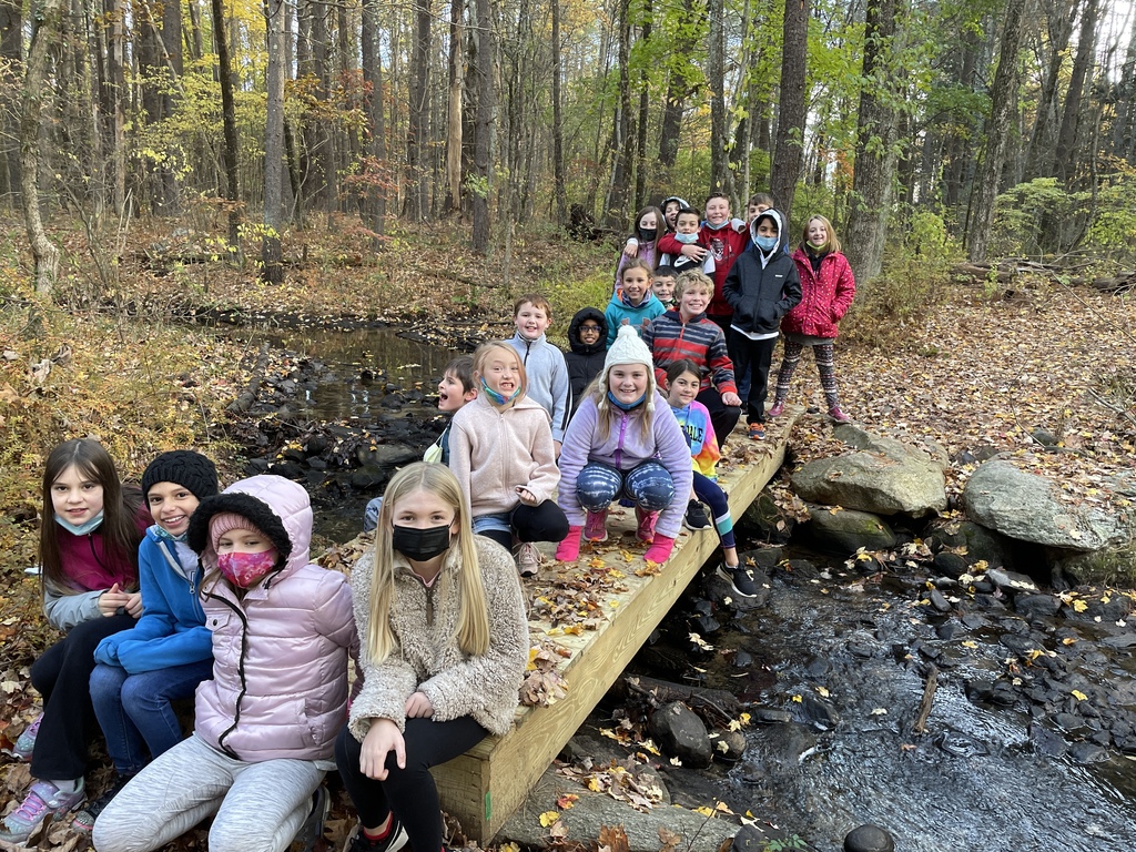 Current 4th graders on Nature trail bridge