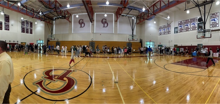 panorama of hs gym where activities fair took place  